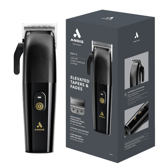Andis Cord/Cordless Envy II Clipper - Black Model #AN-560397, UPC: 040102004131