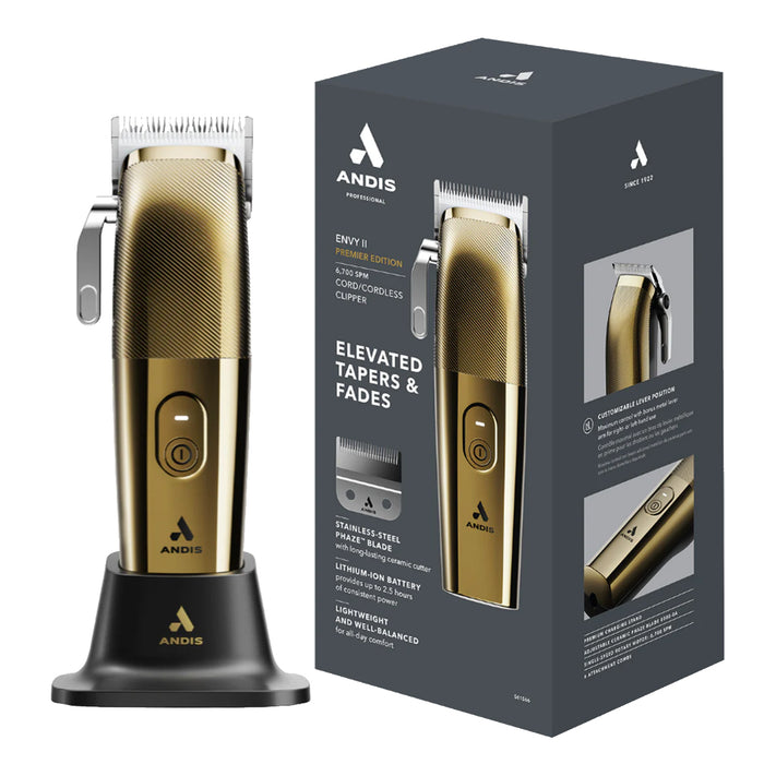 Andis Cord/Cordless Premium Envy II Clipper - Gold Model #AN-561566, UPC: 040102005787