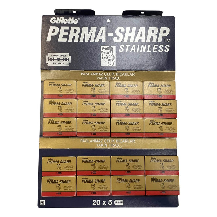 Perma-Sharp Super Double Edge Razor Blades, 20x5 pcs. (100 pcs.) Model #PE-PERM02, UPC: 7702018005819