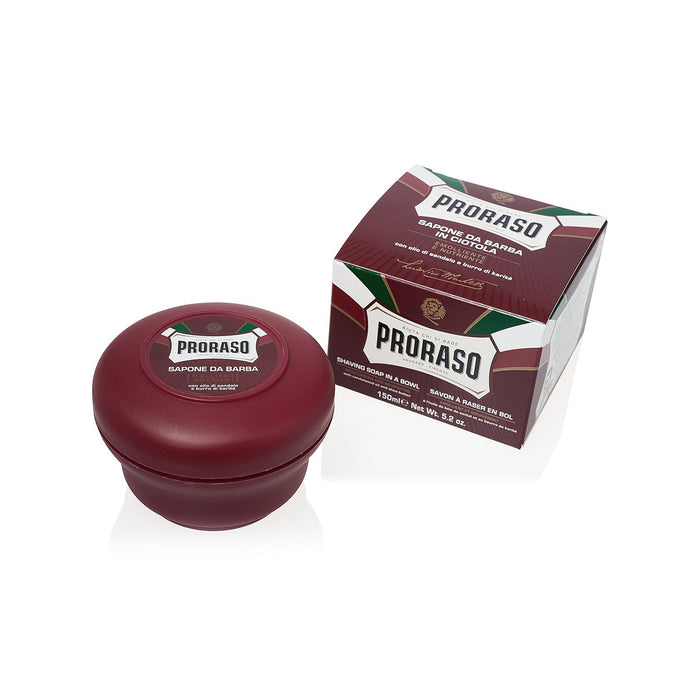 Proraso Shaving Soap in a Red Bowl: Nourishing for Coarse Beards Model #RA-400922, UPC: 8004395009220