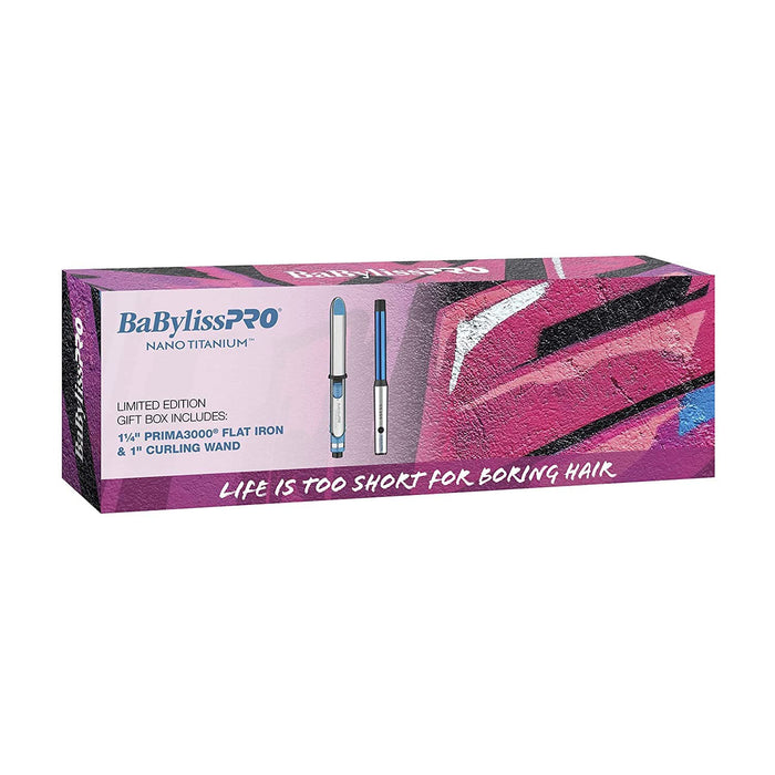 BaBylissPRO Curling Wand 1" and Flat Iron 1.25" Box Set Model #BB-BNTPP47UC, UPC: 074108463227