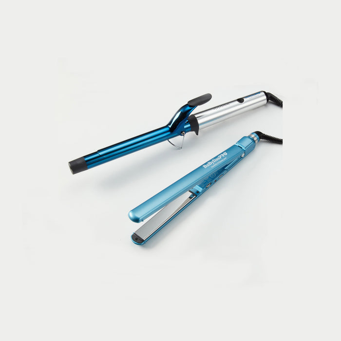 BaBylissPRO Nano Titanium 1" Extended-Barrel Curling Iron & 1" Ultra-Thin Flat Iron Gift Set Model #BB-BNTPP62UC, UPC: 07410848327