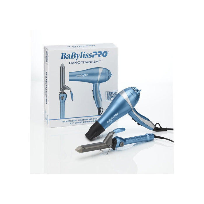 BabylissPRO Nano Titanium Professional Dryer + 1" Spring Curl Iron Model #BB-BNTPP68, UPC: 074108487117