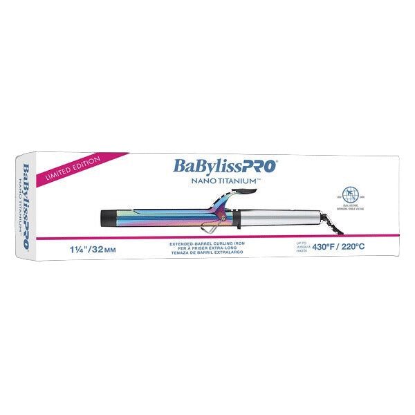 BabylissPRO Nano Titanium Limited Edition Iridescent 1 ¼” Extended Barrel Curling Iron Model #BNTWRB125XLUC, UPC: 074108475091