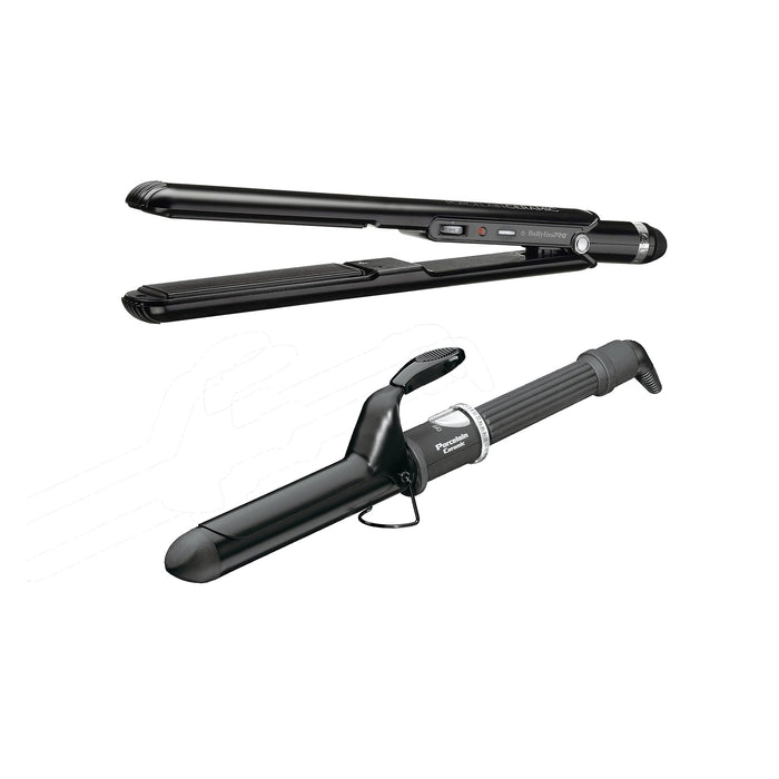 BaBylissPRO Porcelain Ceramic 1" Straightening Iron & 1¼" Spring Curling Iron Gift Set Model #BB-BPCPP6UC, UPC: 074108470355