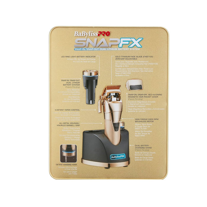 BaBylissPRO SNAPFX Gold Limited Edition Cordless Clipper Model #BB-FX890GI, UPC: 074108466785