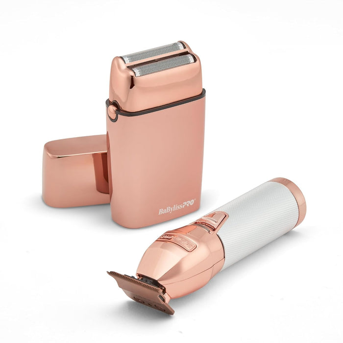 BaBylissPRO LimitedFX Rose Gold Trimmer and Double Foil Shaver Gift Set Model #FXDUOFS2TRG, UPC: 074108487377