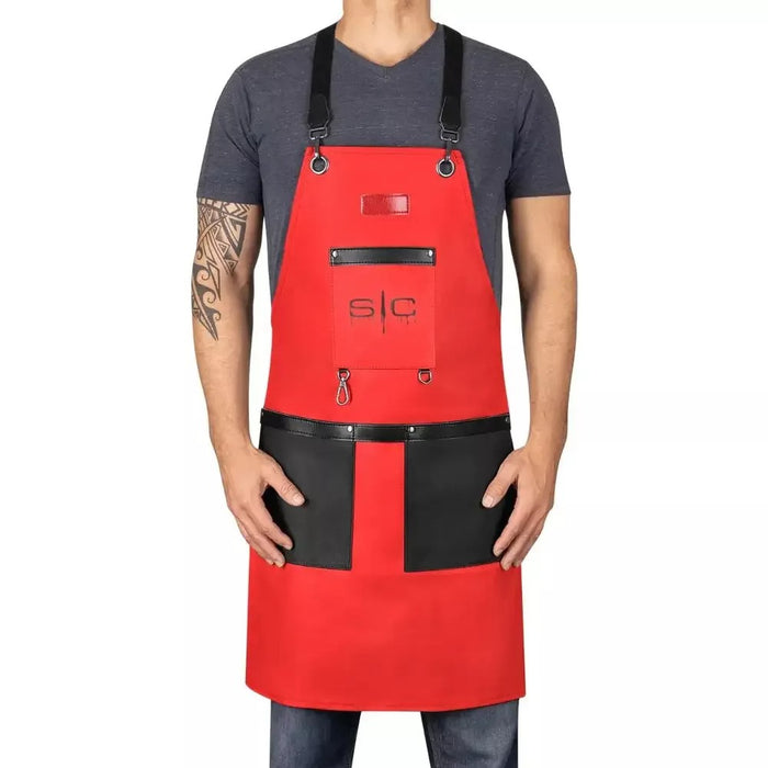 Stylecraft Heavy Weight Waterproof Barber Or Salon Hair Cutting Apron -Red/Black Model #ZZ-SC315R, UPC: 810069132099
