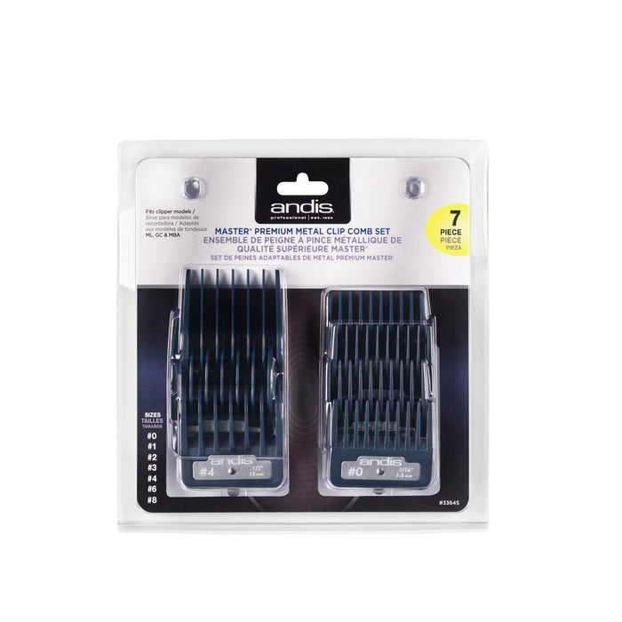 ANDIS Master Premium Metal Clip Comb, 7 piece Model #AN-33645, UPC: 040102336454