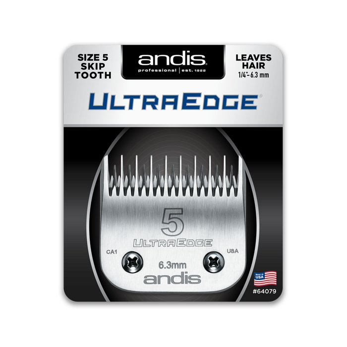ANDIS Size 5 Skip Tooth - Leaves Hair - 1/4" - 6.3 mm Model #AN-64079, UPC: 040102640797