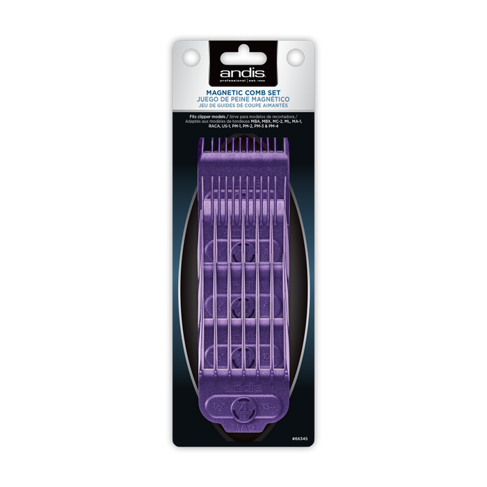 ANDIS Nano-Silver Magnetic Attachment 5-Combs, Small, Sizes 1/16", 1/8", 1/4", 3/8", 1/2" Model #AN-66345, UPC: 040102663451