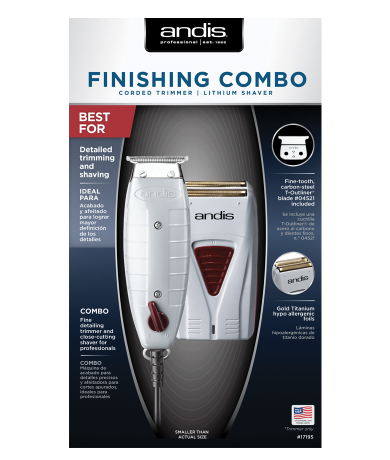 ANDIS T-Outliner and Lithium-ion Shaver Finishing Combo Model #AN-17195, UPC: 040102171956