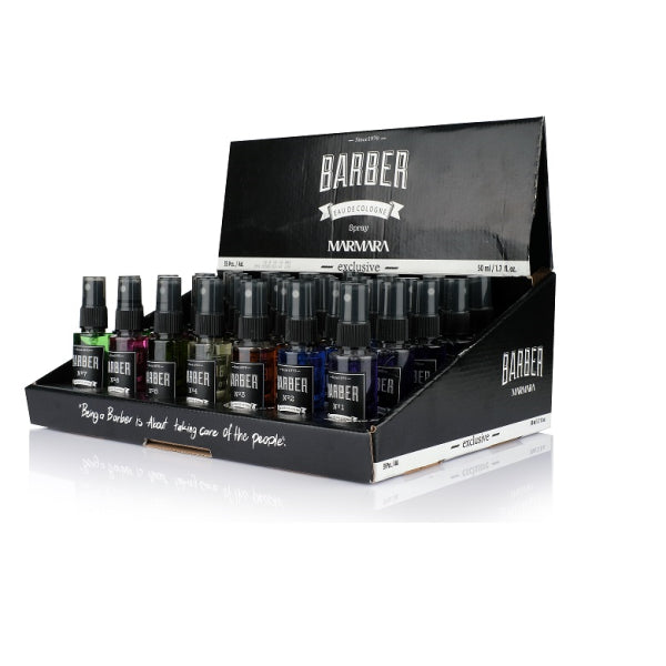 MARMARA BARBER Aftershave Cologne - 50ml Display 35 Pcs Model #YJ-GL-50DISPLAY, UPC: 8691541002138