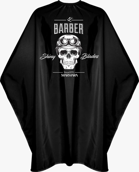 MARMARA BARBER Cape - Skull Black Model #YJ-CAPE-SKULLBLK, UPC: 8691541000837