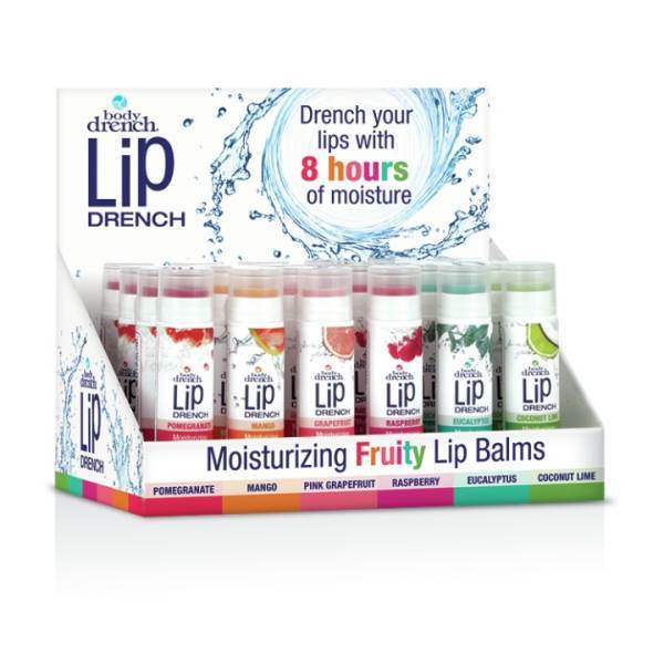 BODY DRENCH Moisturizing Fruity Lip Balm - 24pc Display Model #BO-30686, UPC: 053619306865