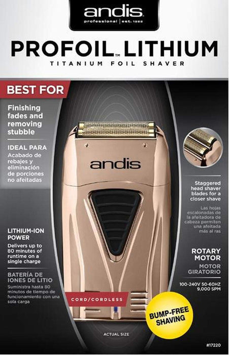 ANDIS Copper ProFoil Lithium Titanium Foil Shaver Model #AN-17220, UPC: 040102172205