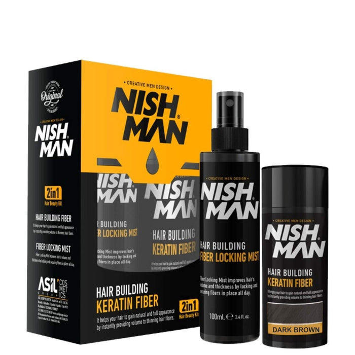 Nishman Hair Building Keratin Fiber + Locking Mist Set