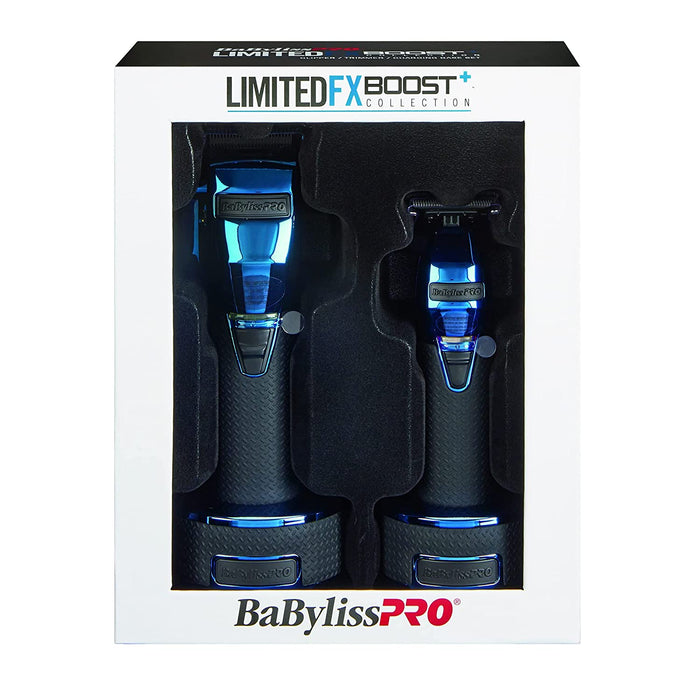 BaByliss PRO LimitedFX Boost+ Collection with Clipper, Trimmer & Charging Base Set - Blue Chrome Model #FXHOLPKCTB-BC, UPC: 074108459732
