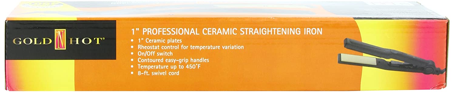 Gold 'N Hot Professional Ceramic Straightening Iron, 1 Inch Model #GO-GH3022, UPC: 810667018481