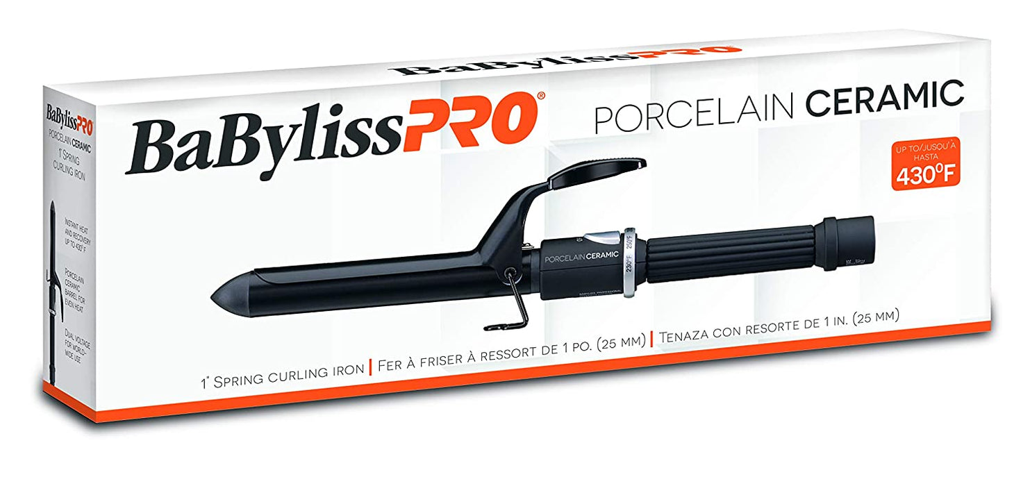 BaByliss PRO Porcelain Ceramic 1" Spring Curling Iron Model #BB-BP100SUC, UPC: 074108414441