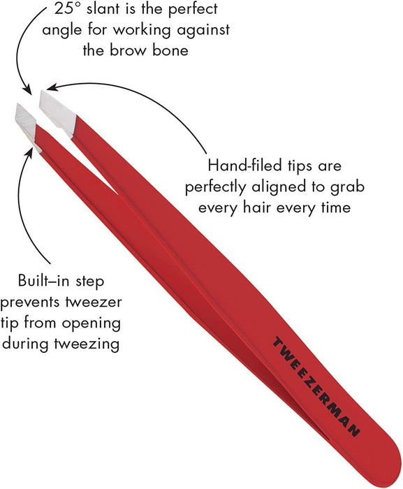 TWEEZERMAN Slant Tip Red Enamel Tweezer Model #ZW-1230-RP, UPC: 038097001150