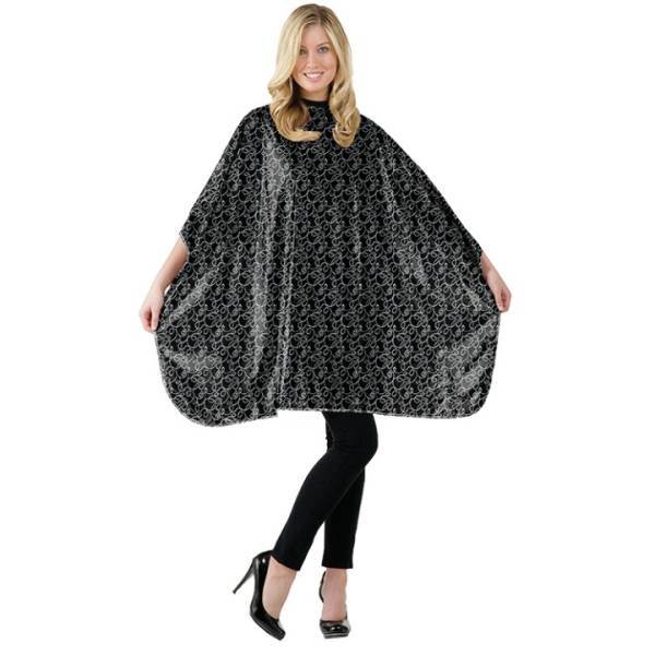 BETTY DAIN Swirl Print Shampoo Cape, Black Model #BD-391V/N-BLK, UPC: 013534113122