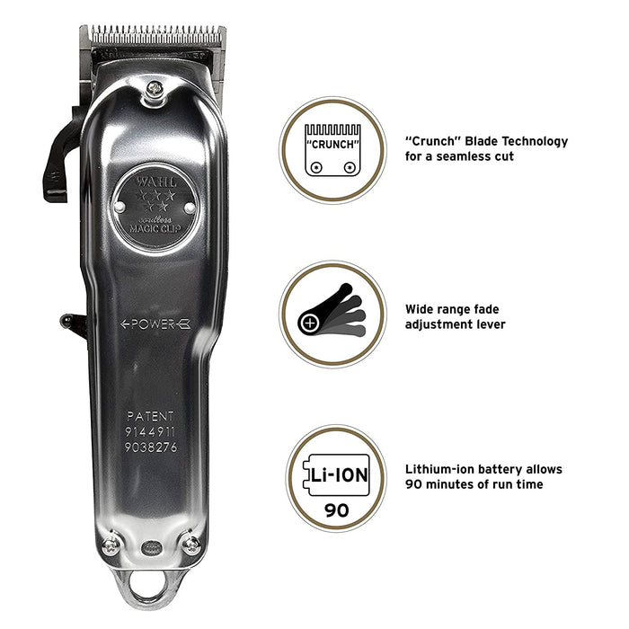 WAHL Metal Edition Cordless Magic Clip Clipper Model #WA-8509, UPC: 043917109602