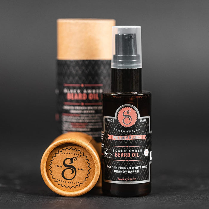 Suavecito Premium Blends Black Amber Beard Oil, 1 oz Model #42C-P202NN, UPC: 700645594314