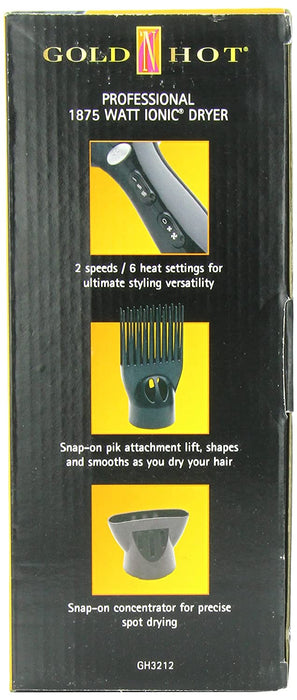 GOLD 'N HOT 1875-Watt Professional Dryer with Tourmaline Model #GO-GH3212, UPC: 810667018788