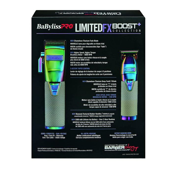 BaByliss PRO LimitedFX Boost+ Collection with Clipper, Trimmer & Charging Base Set - Iridescent Model #FXHOLPKCTB-I, UPC: 074108459664
