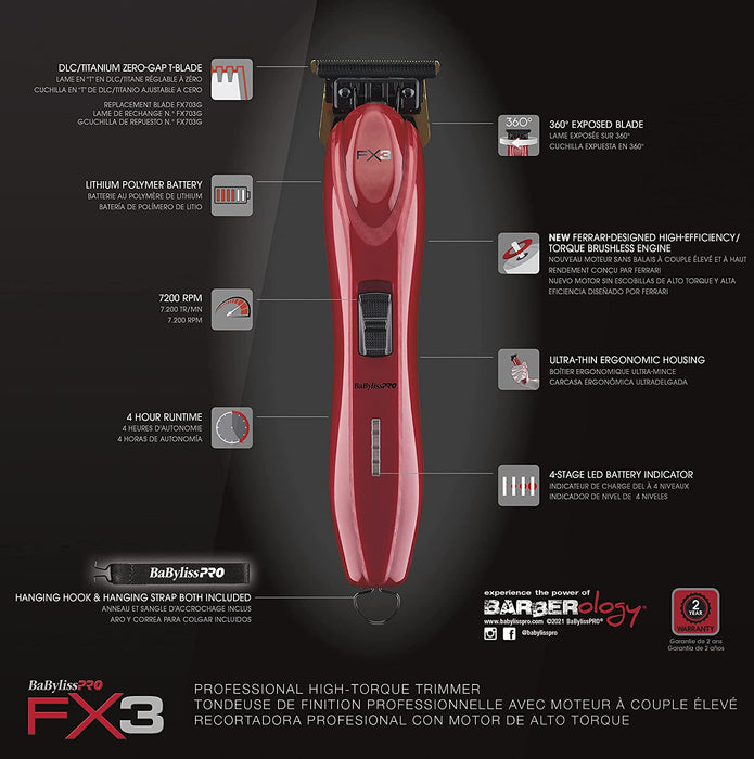 Babyliss FX3 Professional High-Torque Trimmer 110-220 Volts #FXX3T, UPC: 074108426161