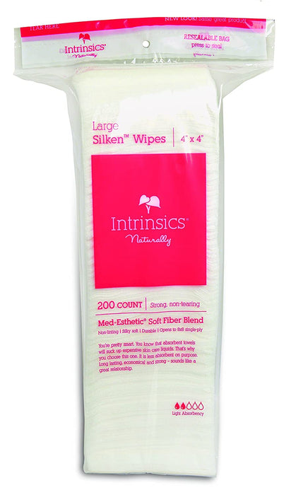 Intrinsics Large Silken Wipes - 4"x4", 4-ply Blend of Soft Fibers, 200 Count Model #IR-00407400, UPC: 695190400374