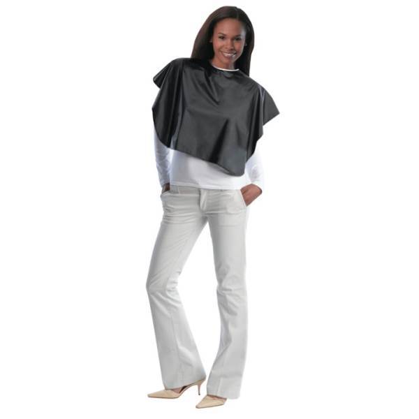 DIANE Salon Elements Fromm Shortie Vinyl Cape, 32" X 26" - Black Model #DI-DTA005, UPC: 023508122067
