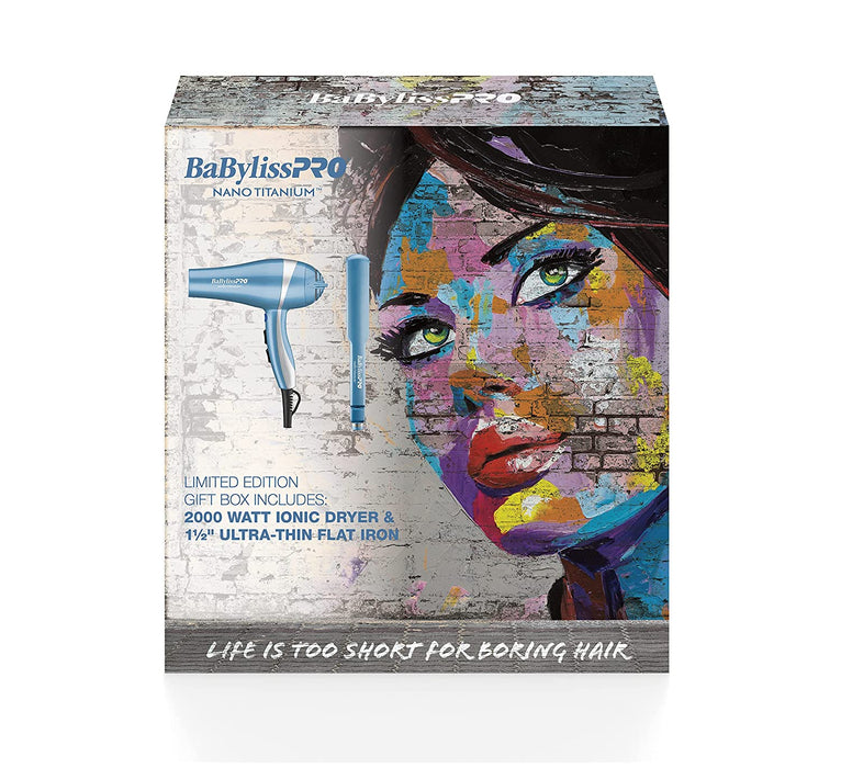 BaByliss PRO BaByliss PRO Nano Titanium Ionic Dryer & 1.5" Ultra-Thin Flat Iron Model #BB-BNT21H1, UPC: 074108448156