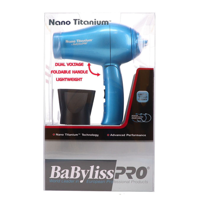 BaByliss PRO Nano Titanium Travel Dryer Model #BB-BABNT053TUC, UPC: 074108237743