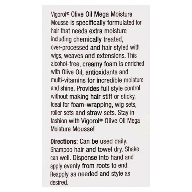 HASK Vigorol Mousse Olive Oil Mega Moisture, 12 Oz Model #HK-HA-47102A, UPC: 078319471026