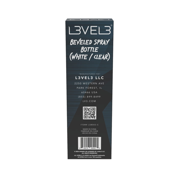 L3VEL3 Beveled Spray Bottle - White Clear 10.14 oz Model #L3-LSB003-C, UPC: 850016995025