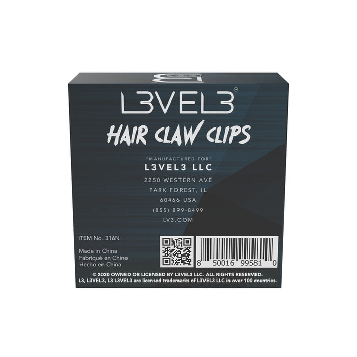 L3VEL3 Hair Claw Clips - 4 Pack Model #L3-316N, UPC: 850016995810