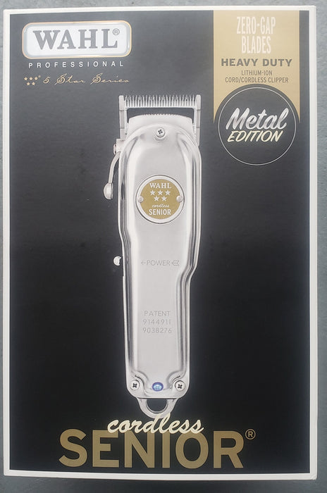 Wahl Professional Cordless SENIOR Clipper METAL Edition with Staggered Tooth Blade, DUAL Voltage 100-220 Volts Model #WA-3000112, UPC: 043917000879