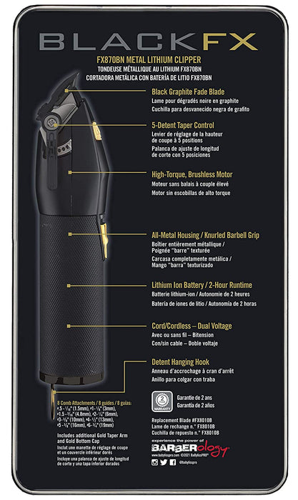 BABYLISS PRO BlackFX Clipper Model #BB-FX870BN, UPC: 074108428554