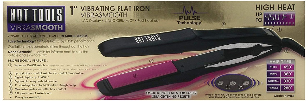 HOT TOOLS HTV1B1 Vibrasmooth Flat Iron Model #HO-HTVIB1, UPC: 078729007778