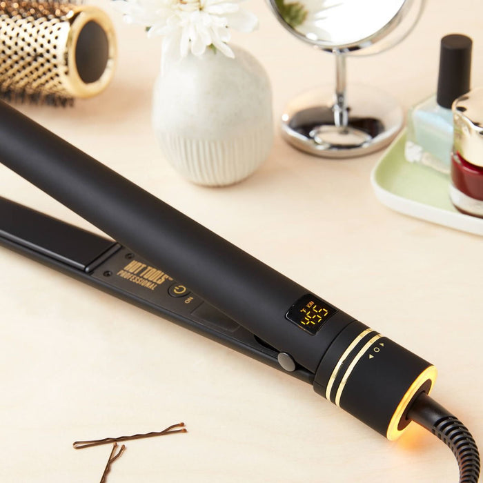 HOT TOOLS 1" Digital Black Gold Evolve Ionic Salon Flat Iron Model #HO-HT7122BGV3, UPC: 078729071229