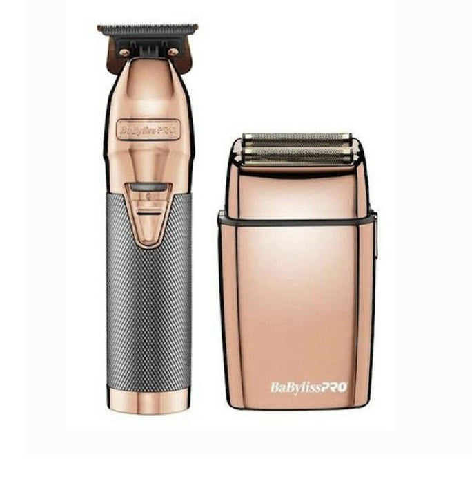 BABYLISS PRO RoseGold FX Combo Outliner + Double Foil Shaver 110-220 Volts Model #FXHOLPK2RG, UPC: 074108428516