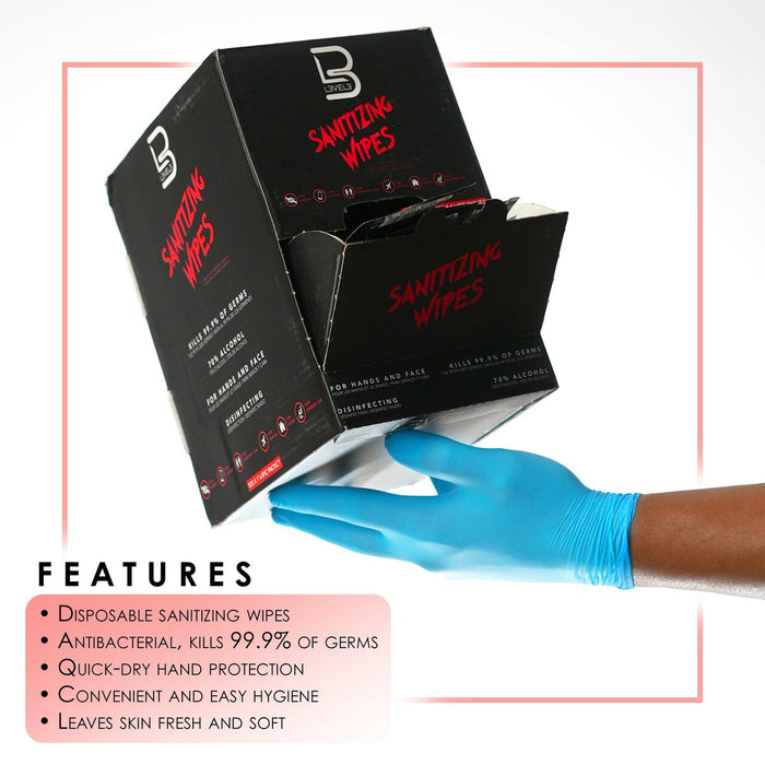 L3VEL3 Sanitizing Wipes - Box Of 100 Model #SANIT-WIPES-100PC, UPC: 850018251433