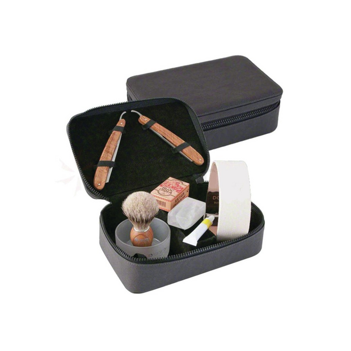 DOVO Straight Razor Travel Set Char Model #DV-860115, UPC: 04045284024843