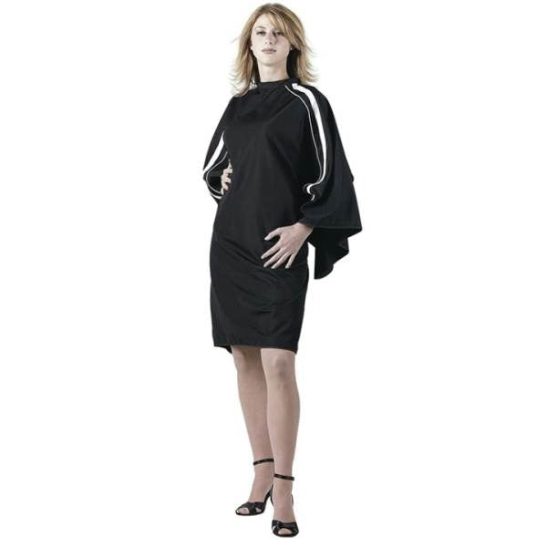 Cricket Inline Haircutting Cape - Black w/White Stripe Model #CR-CT-5512020, UPC: 672555120207