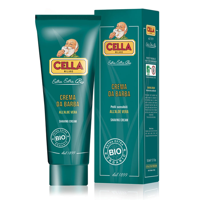 Cella Organic Shaving Cream with Aloe Vera tube 150 ml | 5.1 fl. oz. Model #WJ-57063, UPC: 8001117570631