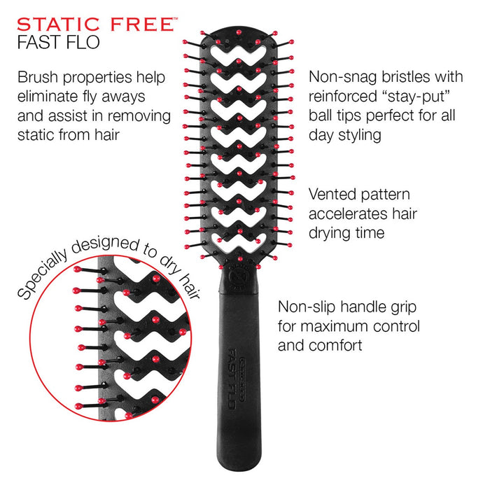 Cricket Static Free Fast Flo Vent Brush Model #CR-5511832, UPC: 672555118327
