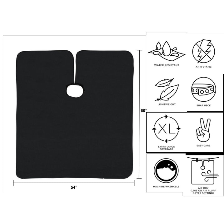 Cricket Static Free Haircutting Cape - Black Model #CR-CT-5512054, UPC: 672555120542