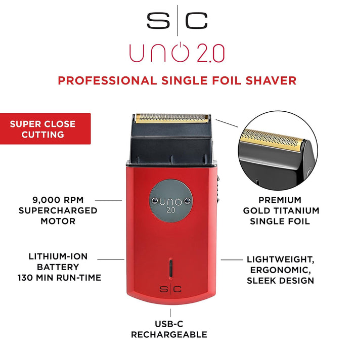 STYLECRAFT Uno 2.0 - Professional Single Foil Usb-c Foil Shaver #ZZ-SC803R, UPC: 810069131900